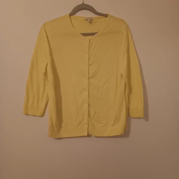 Talbots Yellow Long Sleeve Button Front Cardigan Large - Picture 2 of 5